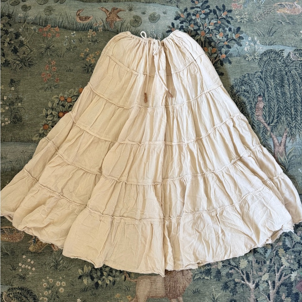 FP Movement by Free People Cream Tiered A-Line Maxi Skirt